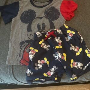 Mickey Mouse Kids Pajama Set - Gray and Red
